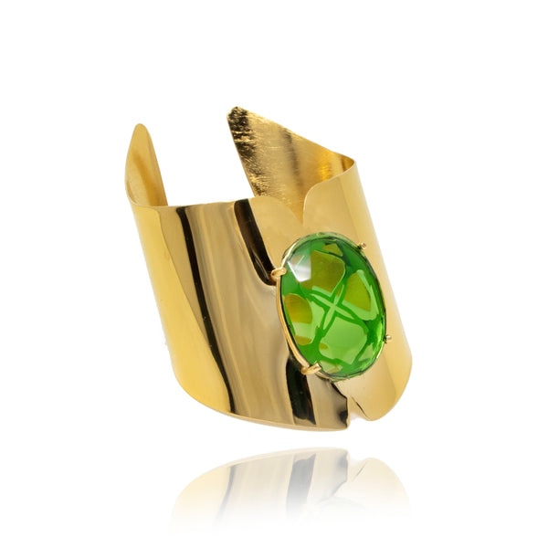 Gold Emerald Crystal Bracelet