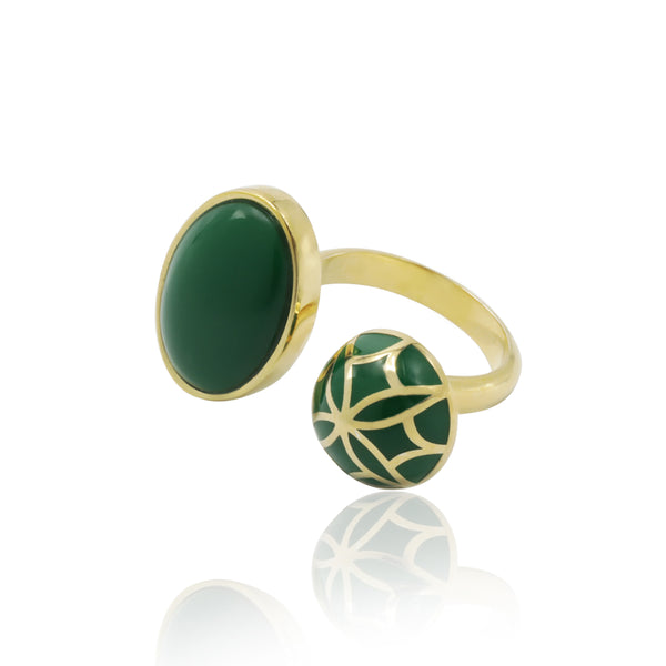 Signature Sphere Green Emerald Resin Ring - Georgina Jewelry