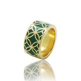 Signature Gold Thick Green Emerald Resin Band Ring