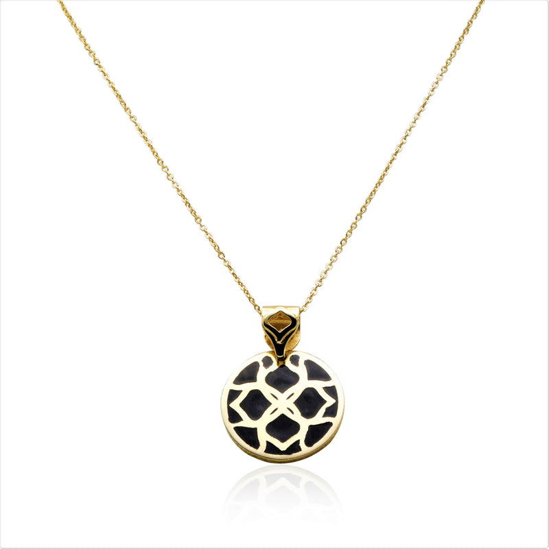 Gold Signature Black Onyx  Resin Flower Personalize Initial Necklace
