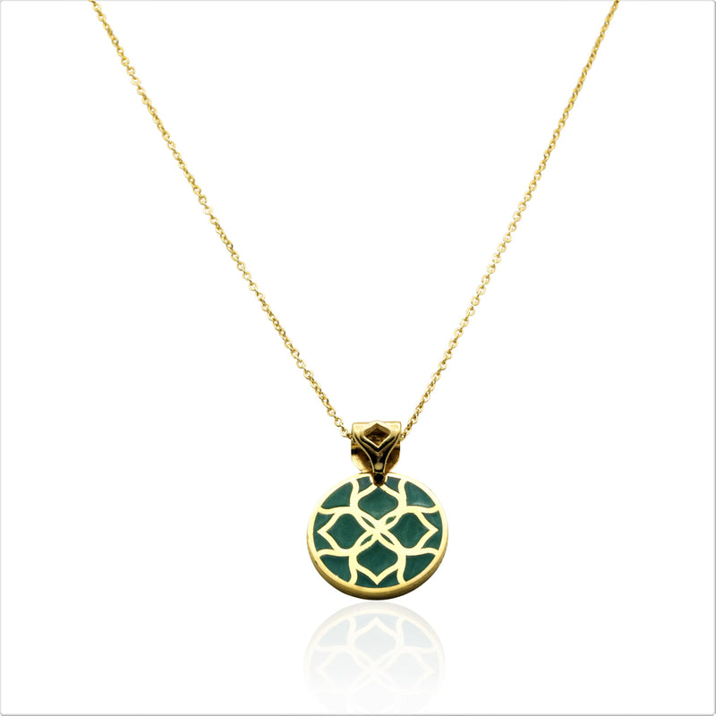 Gold Signature Green Emerald  Resin Flower Personalize Initial Necklace