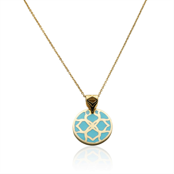 Gold Signature Turquoise Resin Flower Personalize Initial Necklace