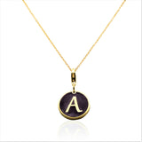 Gold Signature Burgundy Resin Flower Personalize Initial Necklace