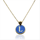 Gold Signature Blue Cobalt  Flower Personalize Initial Charm - Georgina Jewelry