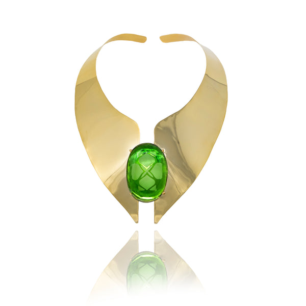 Gold Emerald Crystal Necklace - Georgina Jewelry