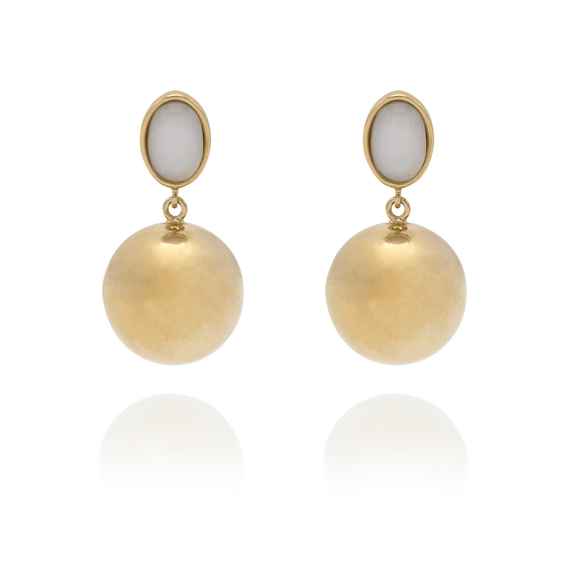 Signature Dangle Gold  Sphere Onyx Earrings