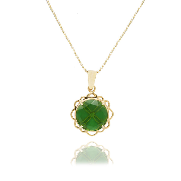 Signature Flower  Emerald Crystal Necklace