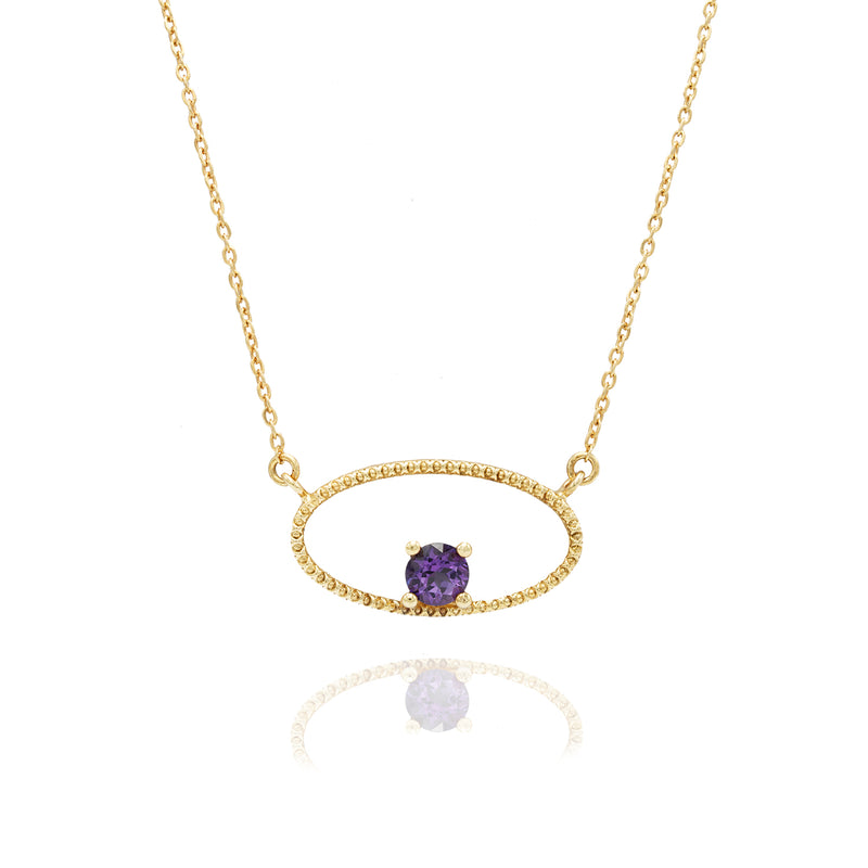 Luxe Amethyst Oval Necklace Pendant - Georgina Jewelry