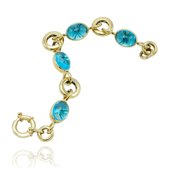 Luxe Dream Blue Topaz Cabochon Bracelet - Georgina Jewelry