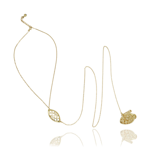 Gold Seed Necklace with Ring