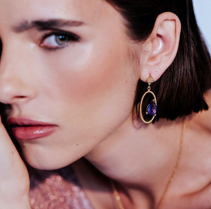 Luxe Amethyst Oval Earrings - Georgina Jewelry