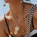 Gold Signature Flower Personalize Zodiac Medallion Necklace - Georgina Jewelry
