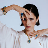 Luxe Dream Blue Topaz Cabochon Cuff - Georgina Jewelry