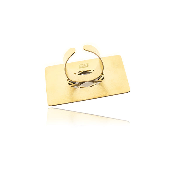 Releve Signature Gold Square Ring - Georgina Jewelry