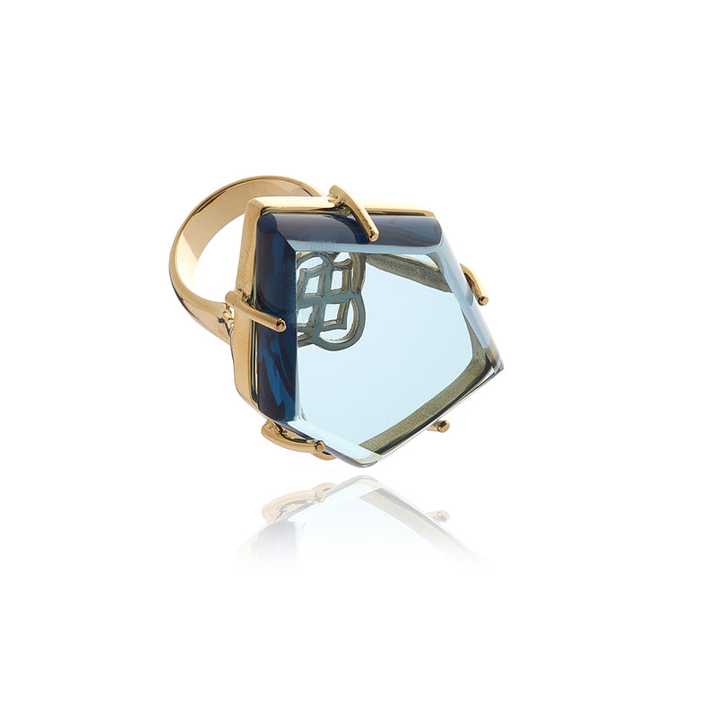 Signature Asymmetric Flower Crystal Ring - Georgina Jewelry