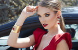 Gold Petal Garnet Bracelet - Georgina Jewelry