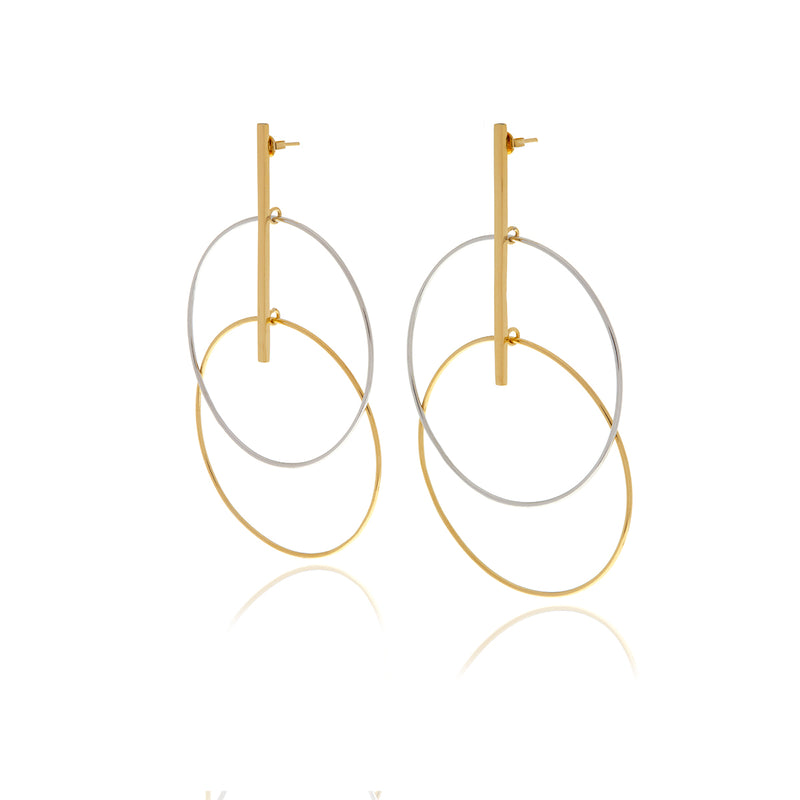 Two Tone Circle Earrings - Georgina Jewelry