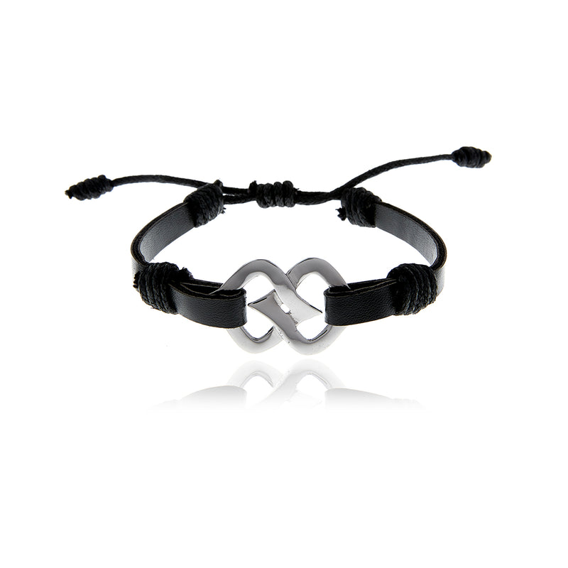 Signature Black  Leather  Bracelet for Men - Georgina Jewelry