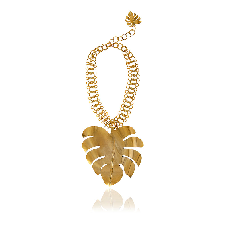 Gold Bold Leaf Necklace - Georgina Jewelry
