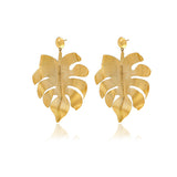Gold Bold Leaf Earrings - Georgina Jewelry