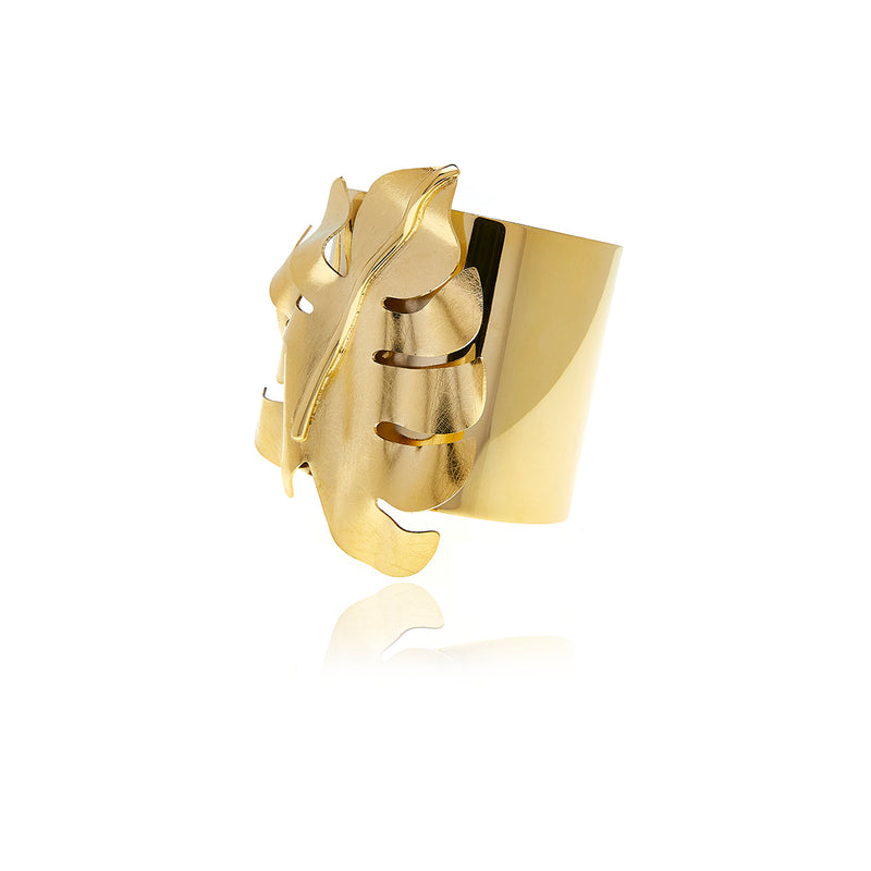 Gold Bold Leaf Bracelet - Georgina Jewelry