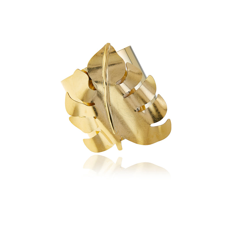 Gold Bold Leaf Bracelet - Georgina Jewelry