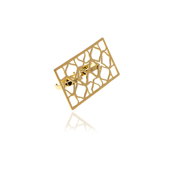 Runway Gold Rectangle Ring - Georgina Jewelry