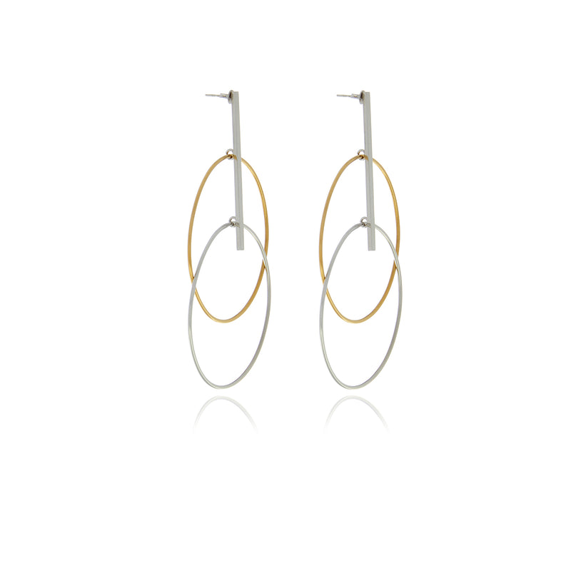 Two Tone Circle Earrings - Georgina Jewelry