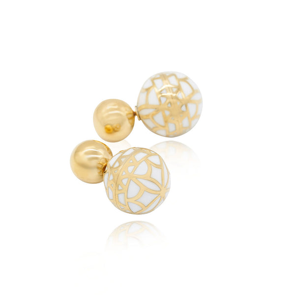 Double Sphere Mother Pearl Stud Earrings - Georgina Jewelry