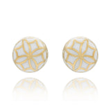 Double Sphere Mother Pearl Stud Earrings - Georgina Jewelry