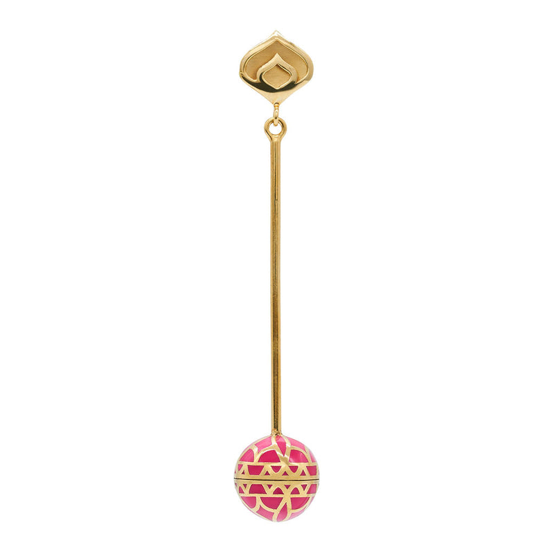 Signature Gold  Sphere Pink Resin Long Earrings - Georgina Jewelry