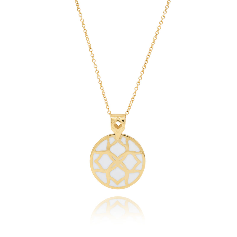Gold Signature Mother Pearl Resin Flower Personalize Initial Necklace - Georgina Jewelry