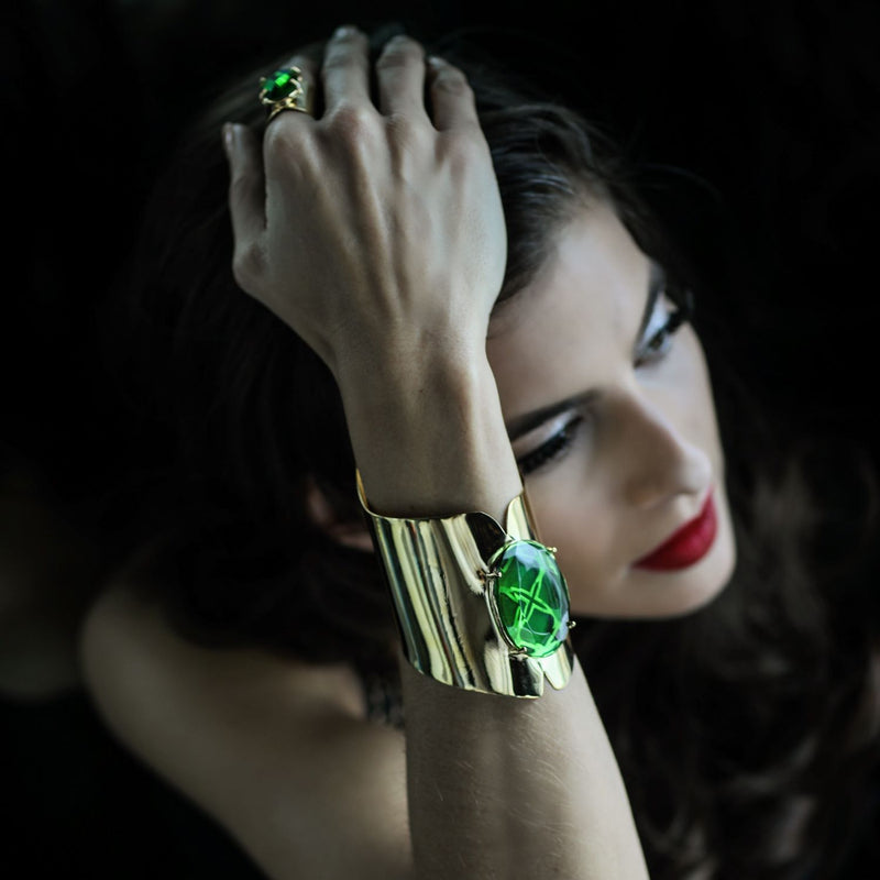 Gold Emerald Crystal Bracelet