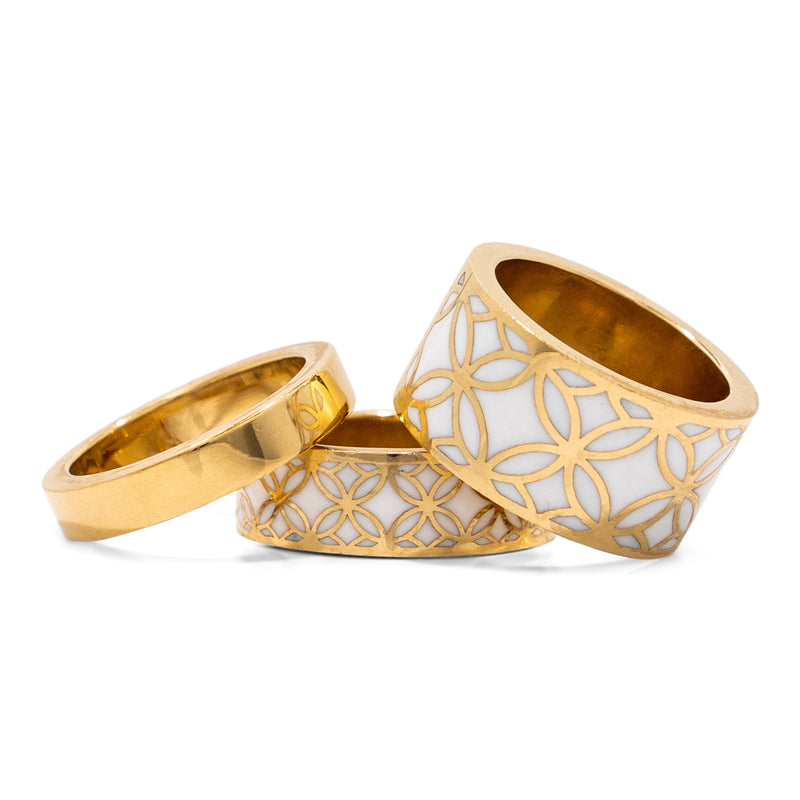 Signature Gold  Mother Pearl Resin Band Ring - Georgina Jewelry