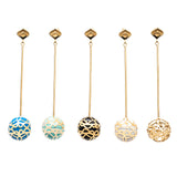 Signature Gold  Sphere Turquoise Resin Long Earrings - Georgina Jewelry