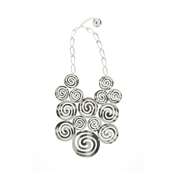 Sidereal  Silver Spiral Runway Necklace - Georgina Jewelry