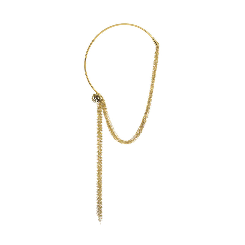 Signature Gold Boton Long Crystal Necklace - Georgina Jewelry