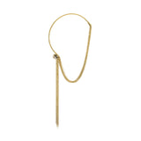 Signature Gold Button Long Smoky Crystal Necklace(Revele) - Georgina Jewelry