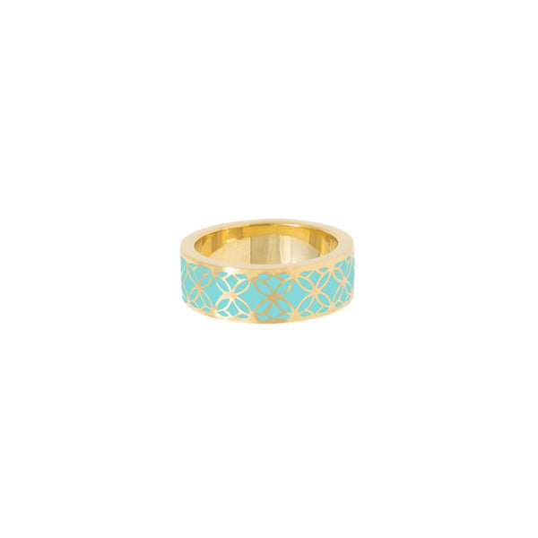 Signature Gold Thin Turquoise Resin Band Ring