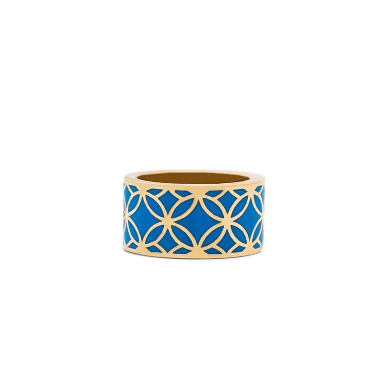 Signature Gold  Blue Cobalt Resin Band Ring - Georgina Jewelry