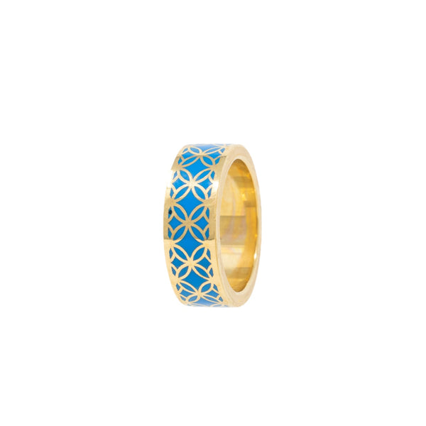 Signature Gold  Blue Cobalt Resin Band Ring