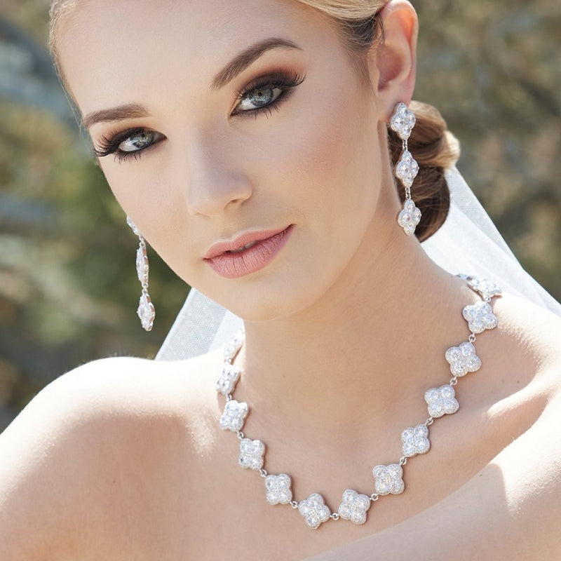 Chandler Diamond Flower Long Earrings - Georgina Jewelry