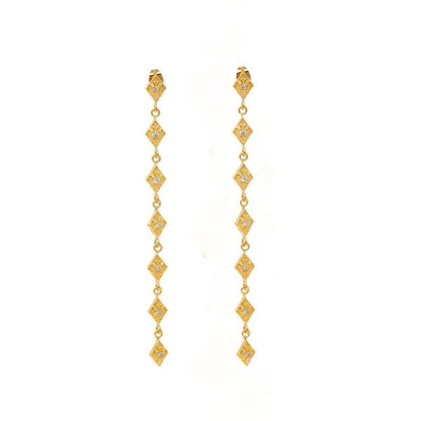 Gold Chandelier Line Diamond Earrings - Georgina Jewelry