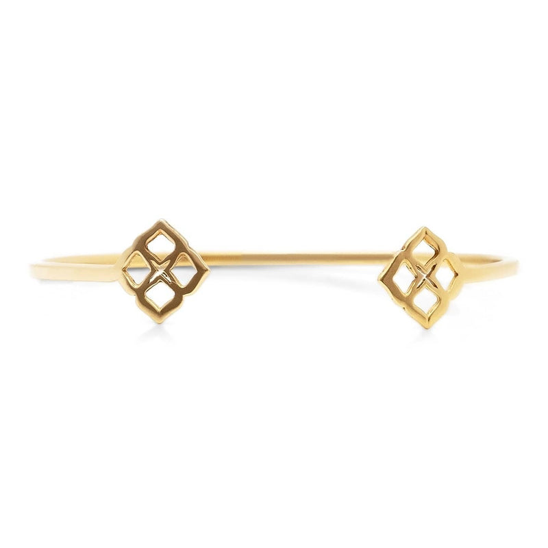 Signature Flower Gold Open Band Bracelet - Georgina Jewelry