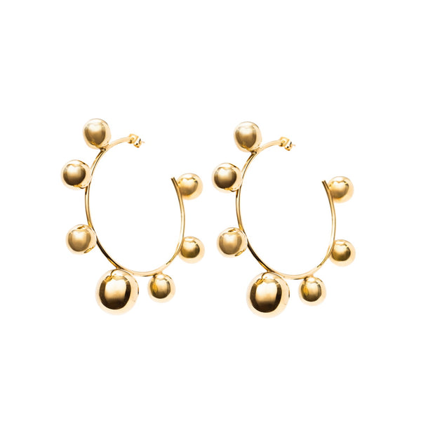 Gold Sphere Hoops - Georgina Jewelry