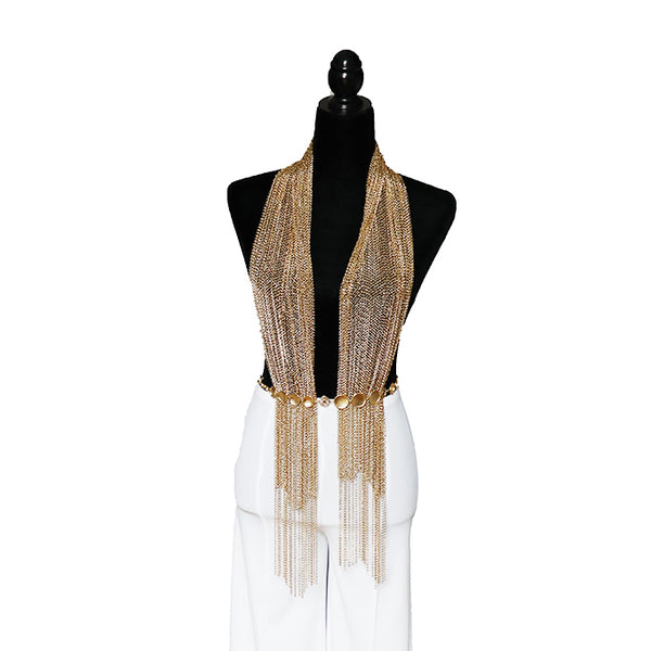 Gold Statement  Scarf and Top Chain