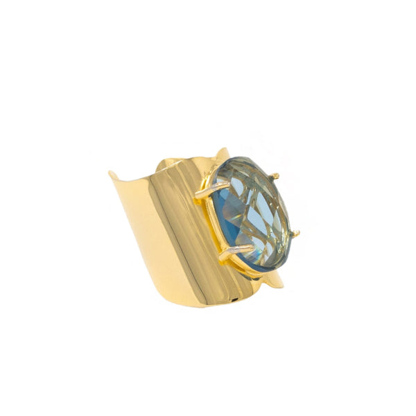 Gold Aquamarine Crystal Ring