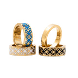 Signature Gold  Blue Cobalt Resin Band Ring - Georgina Jewelry