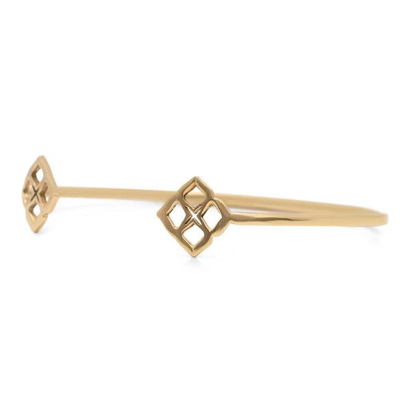 Signature Flower Gold Open Band Bracelet