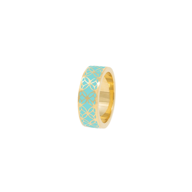 Signature Gold Thick Turquoise Resin Band Ring - Georgina Jewelry